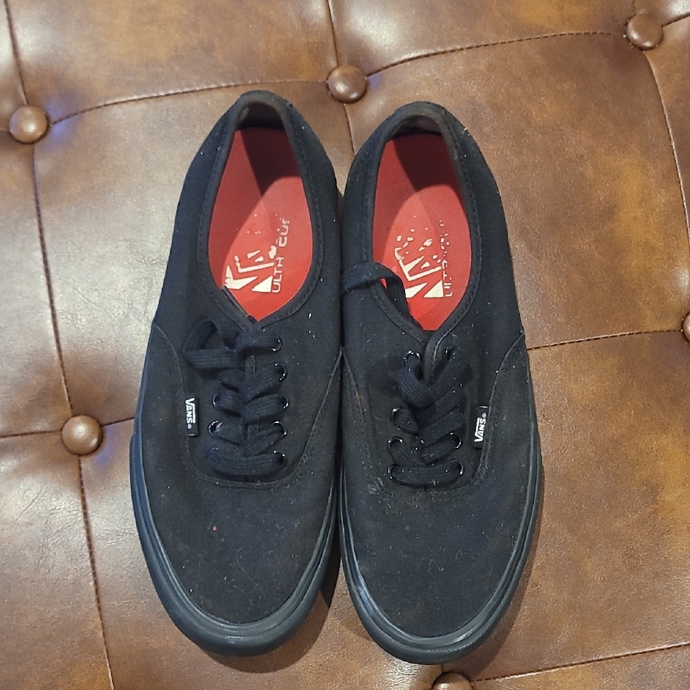 Vans Black Low-Top Canvas Sneakers with Red Insole
